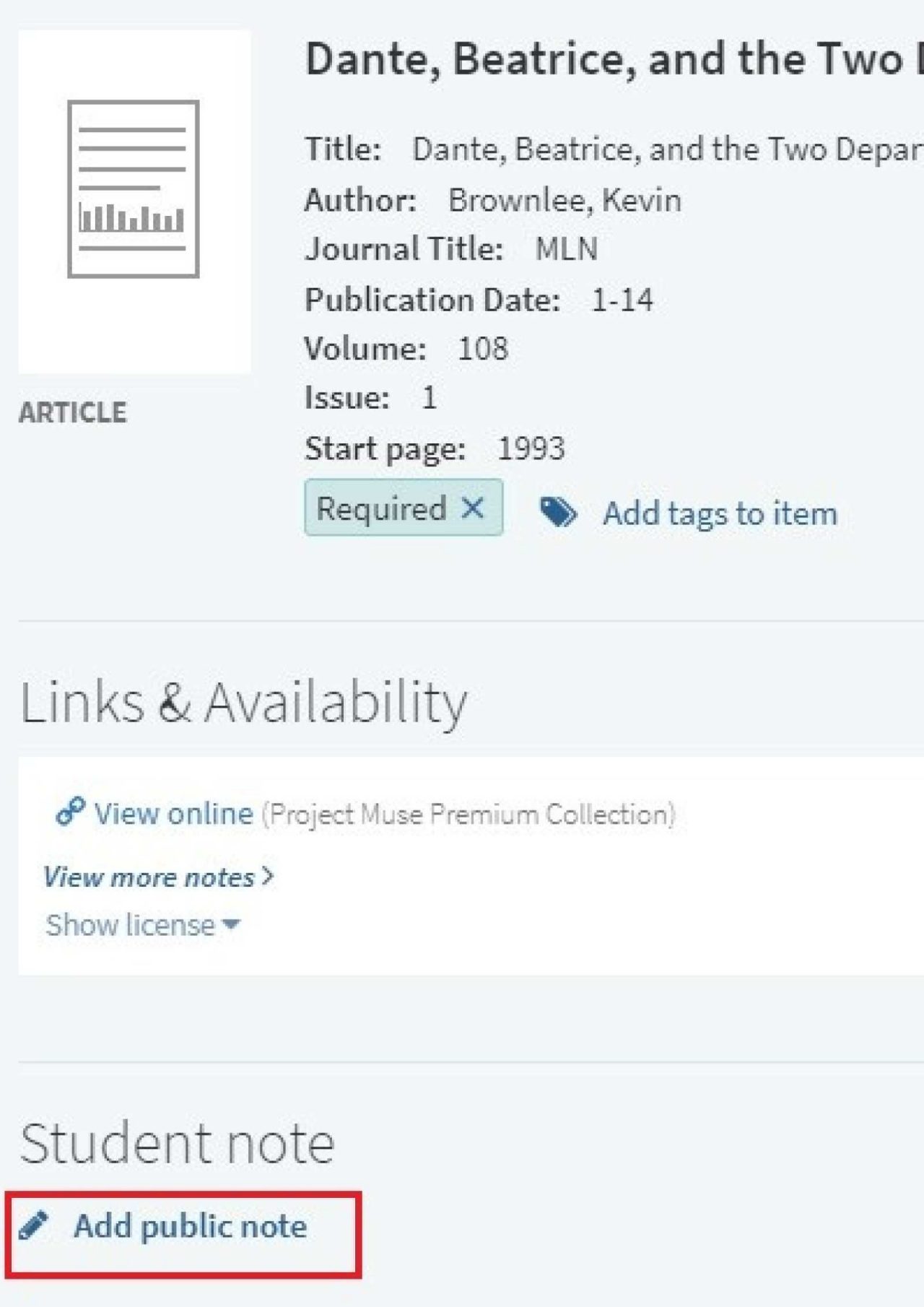 Add public note button in Reading List