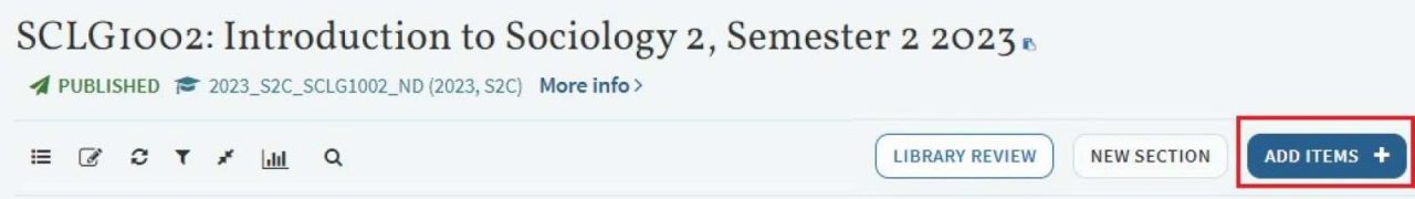 Add items button in Reading List 