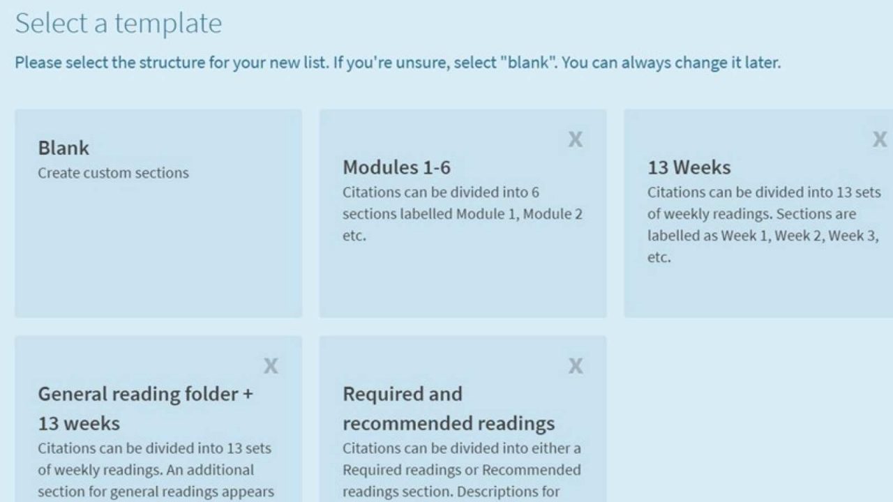 Select a template page